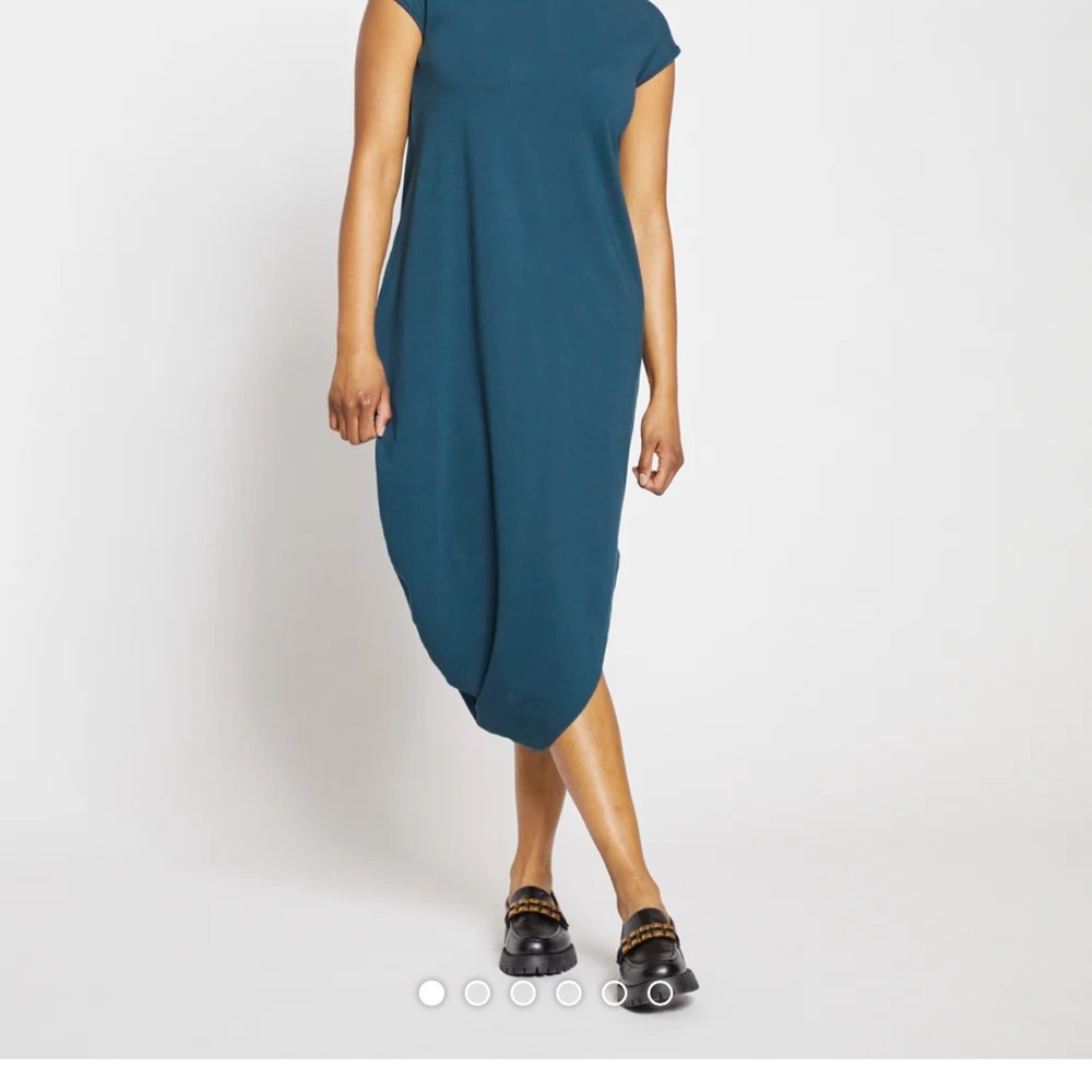 Universal Standard Blue Asymmetrical Midi Dress Crew Neck